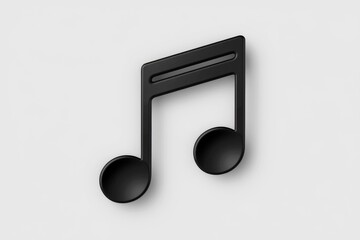 Poster - Black 3D music note icon on a white background.