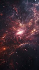 Wall Mural - Deep Space Galaxy with Fiery Red and Purple Nebula Clouds