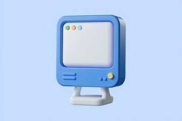 Poster - 3D render of a blue retro computer monitor