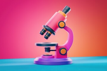 Poster - A colorful and stylized 3D model of a microscope.