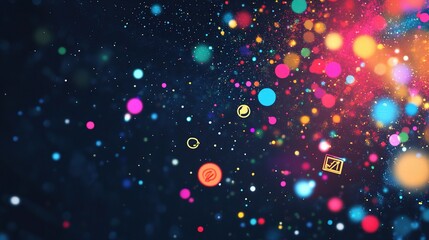 Poster - Abstract Digital Marketing Representation with Vibrant Colors and Shapes