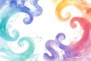 Poster - Whimsical design featuring soft, flowing watercolor patterns on a clean white background