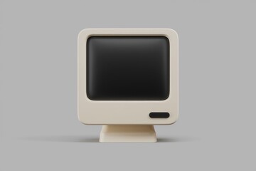 Poster - A vintage beige computer monitor with a black screen.
