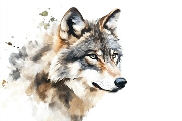 Aufkleber - A painting of a wolf against a clean white background, perfect for use in various designs and projects