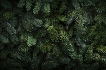 Poster - A close-up view of the needles and trunk of a bunch of pine trees