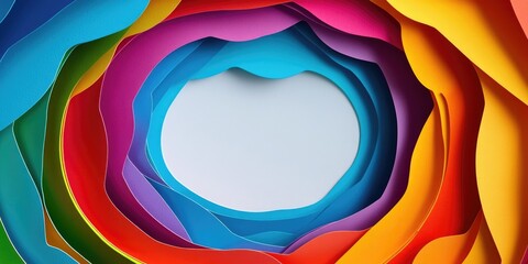 Poster - A colorful spiral made from paper on a white background, ideal for use in designs related to creativity and imagination