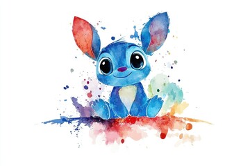 Poster - Whimsical illustration of a beloved cartoon figure in a dreamy, watercolor style