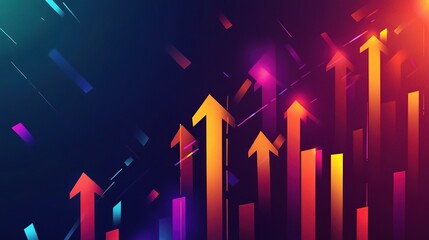 Poster - Vibrant Abstract Representation of Financial Growth with Arrows