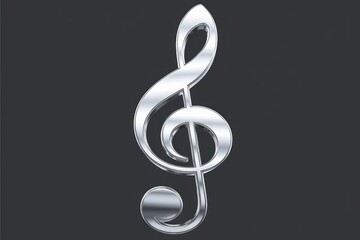 A silver treble clef symbol on a dark gray background.