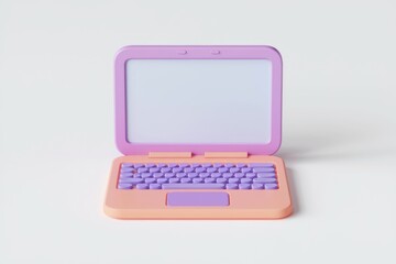 Poster - A 3D rendering of a pink and orange laptop.
