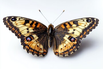 Poster - A close-up shot of a butterfly sitting on a white surface, its delicate wings and body visible