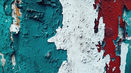 Poster - A close-up shot of peeling paint on a worn-out wall, perfect for usage in stories about decay or neglect