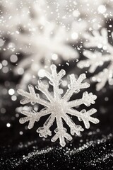 Poster - A single snowflake on a dark background, ideal for winter or seasonal designs