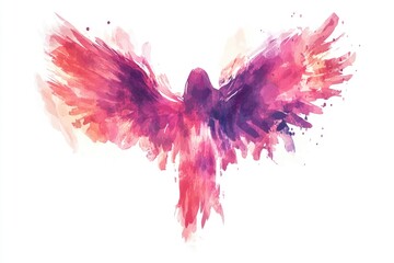 Poster - A beautiful watercolor illustration of a bird with purple and red plumage