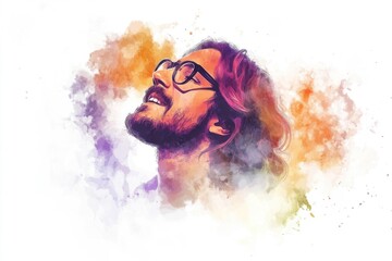 Aufkleber - A portrait of a man wearing glasses and a beard, suitable for use in a variety of contexts