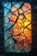 Poster - A close-up of a broken glass illuminated by a light source