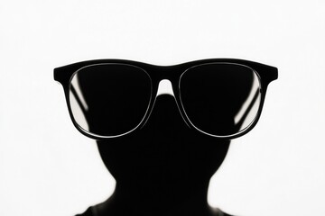Poster - A silhouette of a person wearing glasses against a bright background