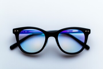 Poster - A close-up shot of a pair of black sunglasses sitting on a clean white surface