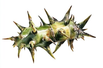 Poster - A detailed view of a prickly cactus plant with sharp spines