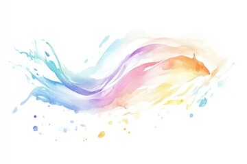 Poster - A beautiful watercolor painting of a vibrant blue-green wave with white foam and seaweed, perfect for beach-themed designs or illustrations