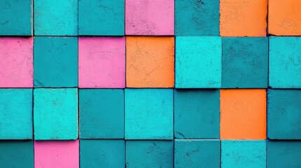 Poster - A close-up shot of a colorful blocks wall