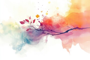 Poster - Watercolor painting of a bird sitting on a branch
