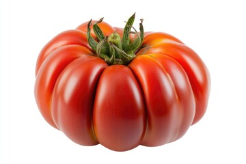 Poster - A single large tomato sits on a clean white surface, ready for use in cooking or photography