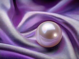 Poster - white pearl on a purple silk cloth