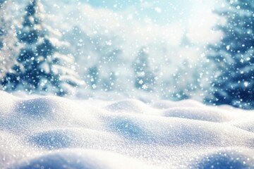 Aufkleber - A serene winter scene featuring a snowy field with trees in the background, perfect for use in travel or nature-themed projects