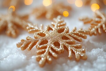 Aufkleber - Detailed view of a single snowflake on a table, suitable for winter-themed projects and designs