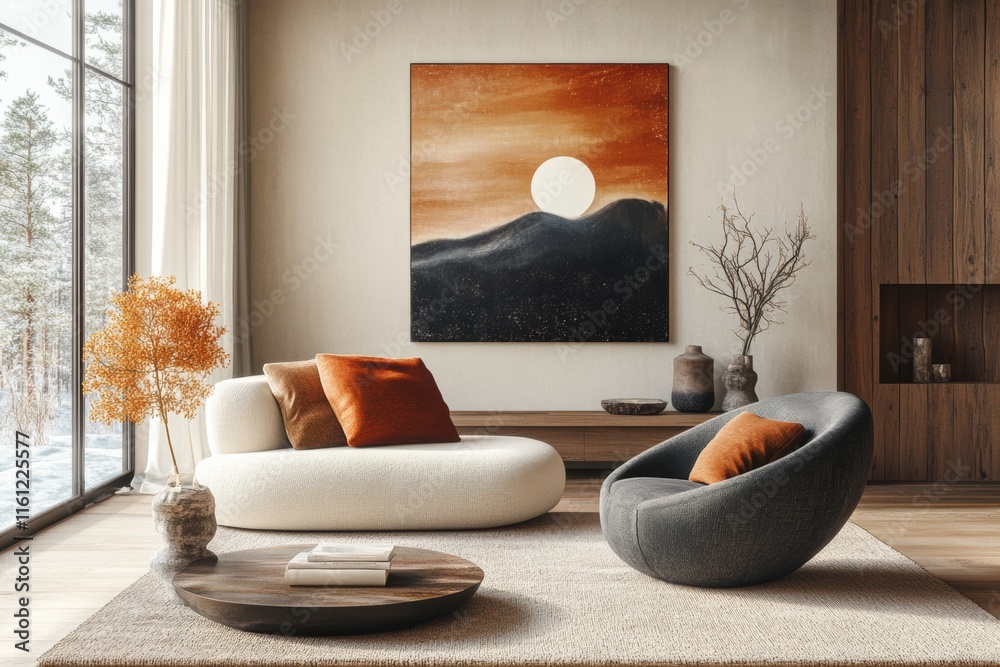 Image showcasing Modern minimalist scandinavian home interior design with gigapixel high ...