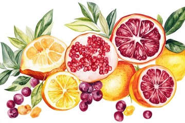 Poster - A colorful mix of fruits arranged on a plate, ideal for use in food or lifestyle illustrations