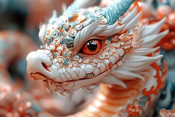 Poster - A detailed view of a mythical creature's sculpture, suitable for fantasy-themed projects or decorative purposes