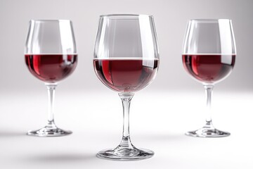 Aufkleber - Three glassware with red wine on a white background, perfect for food and drink photography
