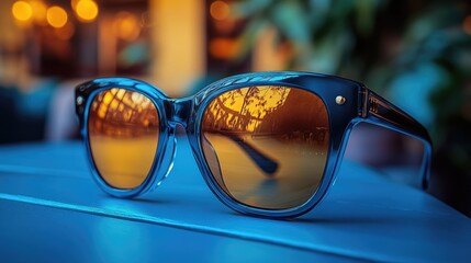 Poster - A pair of sunglasses resting on a table, ready for use