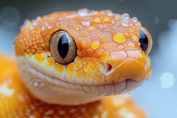 Poster - Close-up of a snake's head with water droplets, great for wildlife or nature photography