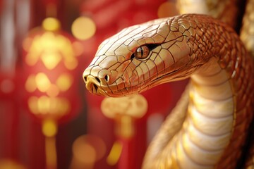 Poster - A detailed view of a serpent statue, suitable for use in fantasy or mythological contexts