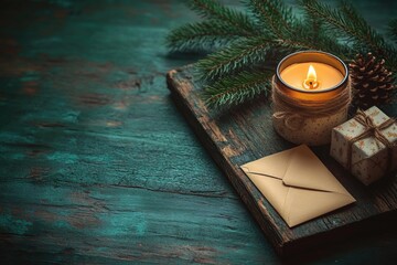 Poster - A candle and gifts placed on a table, suitable for various celebrations and events