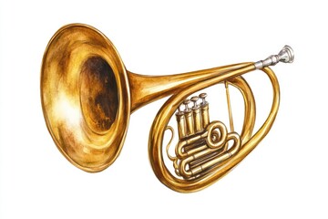 Poster - A gold trumpet against a clean white background