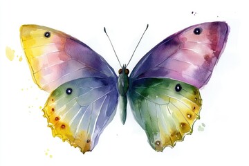 Poster - A delicate butterfly with vibrant colors and intricate details on a white background