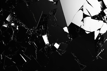 Aufkleber - A black and white image of broken glass