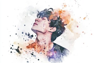 Poster - A man relaxing with eyes closed, serene atmosphere