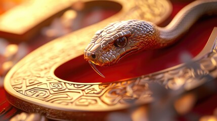 Poster - A close-up view of a metal snake lying on a table, perfect for editorial or commercial use