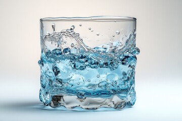 Poster - A glass filled with a mixture of blue liquid and water, suitable for use in scientific or medical illustrations