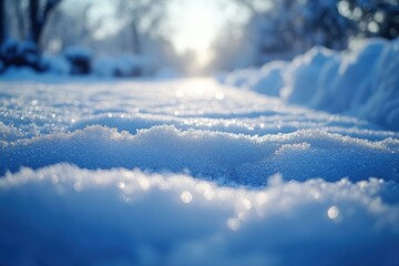 Aufkleber - A close-up shot of snowy ground, perfect for winter-themed designs