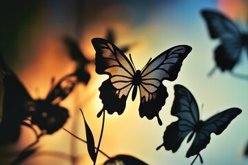 Poster - A cluster of colorful butterflies in focus, ideal for use in educational or scientific contexts