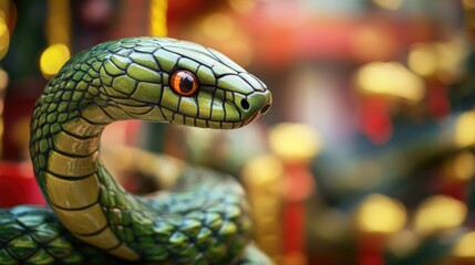 Poster - Close-up shot of a snake statue, perfect for use in illustrations or as a design element