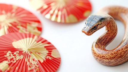 Poster - Close-up of a snake figurine on a table, suitable for decorative or symbolic purposes
