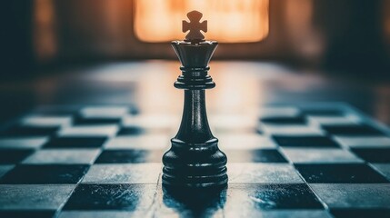 Black King Chess Piece on a Chessboard: Strategy, Power, and Leadership