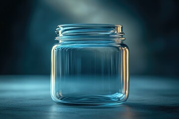Poster - A clear glass jar with a lid resting on a table, ready for use